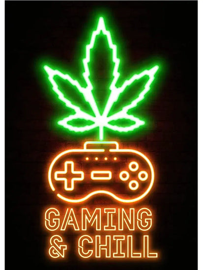 Neon Art Happy Gaming Zone Games Room Poster Print Canvas Painting Gamer Office Wall Art For Boy Bedroom Home Decor No LED June Wall Art