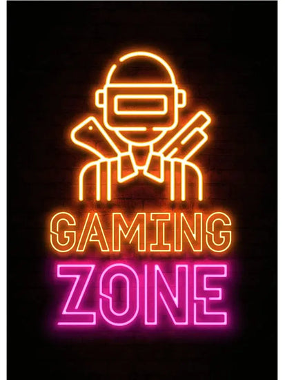 Neon Art Happy Gaming Zone Games Room Poster Print Canvas Painting Gamer Office Wall Art For Boy Bedroom Home Decor No LED June Wall Art