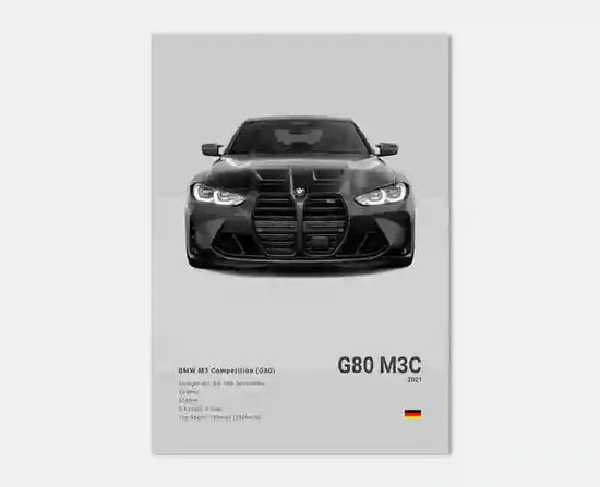 Pop Black And White Poster Wall Art Luxury Supercar F80 M3 M140 GTR HD Oil On Canvas Print Home Living Room Bedroom Decor Gift June Wall Art