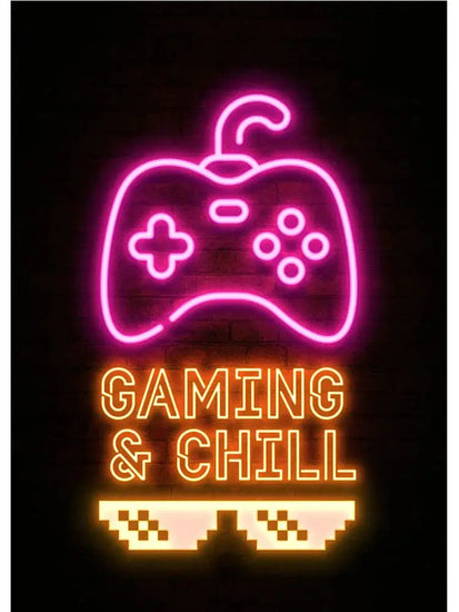 Neon Art Happy Gaming Zone Games Room Poster Print Canvas Painting Gamer Office Wall Art For Boy Bedroom Home Decor No LED June Wall Art