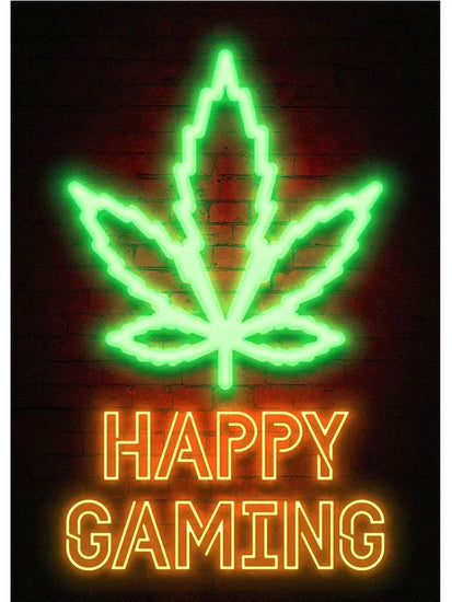 Neon Art Happy Gaming Zone Games Room Poster Print Canvas Painting Gamer Office Wall Art For Boy Bedroom Home Decor No LED June Wall Art