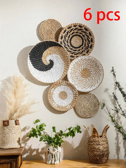 Seagrass Wall Hanging Decor Wall Basket Boho Home Decoration Handmade Natural Wall Art for Kitchen Bedroom Living Room Ornament June Wall Art