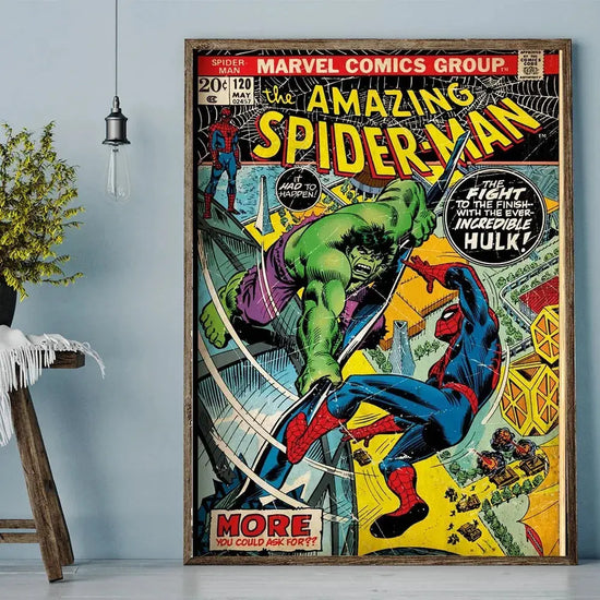 Vintage Comics Superhero Marvel Spiderman Posters and Prints Canvas Painting Wall Art Decoration Pictures for Boy Bedroom Decor June Wall Art