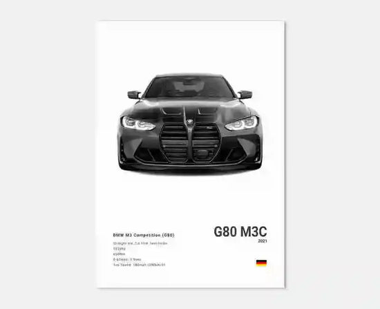 Pop Black And White Poster Wall Art Luxury Supercar F80 M3 M140 GTR HD Oil On Canvas Print Home Living Room Bedroom Decor Gift June Wall Art