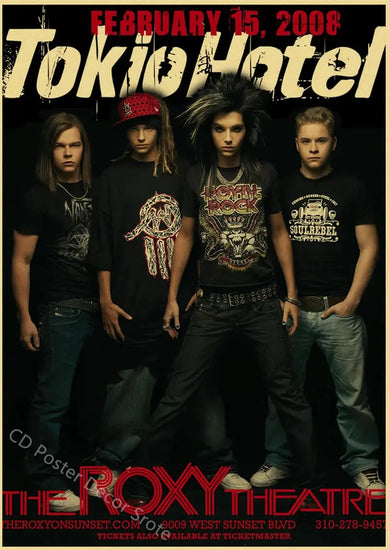 Tokio Hotel Poster German Rock Band Posters Retro Prints Nostalgic Art Wall Painting Vintage Room Home Decor Aesthetic Picture June Wall Art
