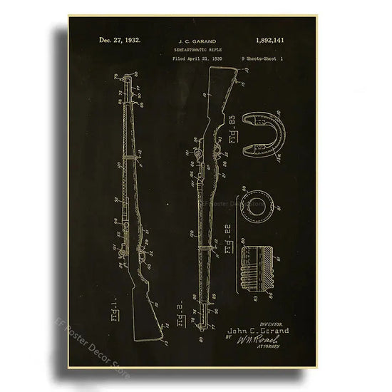 Gun Studies Posters Pistol/Rifle/Revolver Poster Home Room Club Decor Aesthetic Painting Handgun Vintage Prints Art Wall Picture June Wall Art