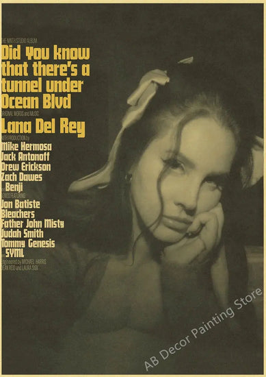 Lizzy Grant Lana Del Rey Posters Retro Kraft Paper Prints Music Album Poster Vintage Home Room Decor Aesthetic Art Wall Painting June Wall Art