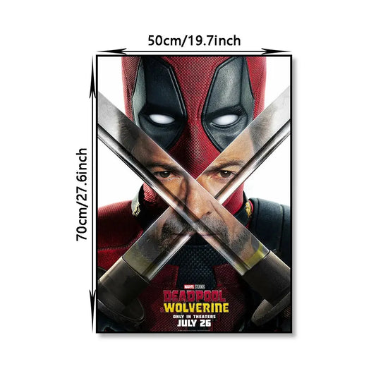 MINISO Marvel Poster Deadpool and Wolverine 2023 Movie Dune Canvas Wall Art Print Mural Home Decor Movie Lovers Gift June Wall Art