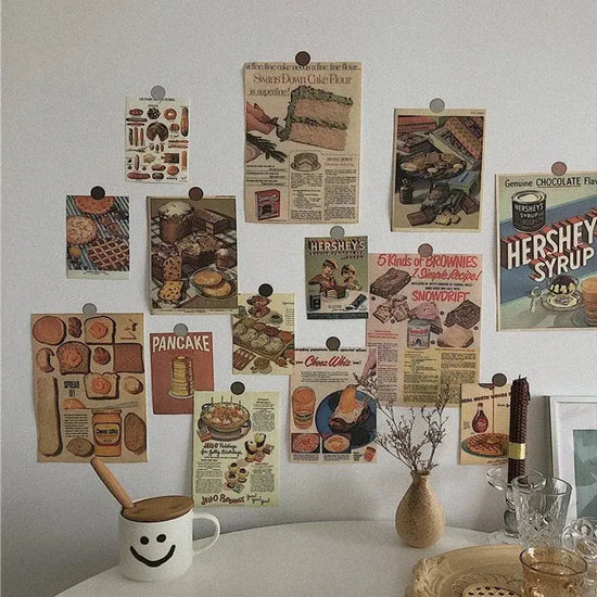 Ins Nordic Retro Wall Decorative Photo Card Stickers Bedroom Art Postcard Decoration DIY Wall Card Stickers Photography Props June Wall Art