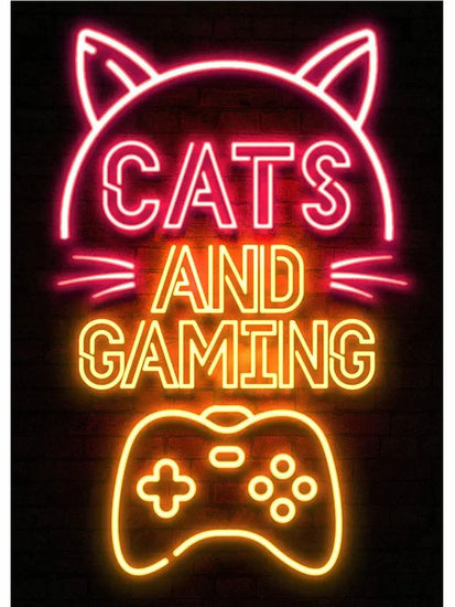 Neon Art Happy Gaming Zone Games Room Poster Print Canvas Painting Gamer Office Wall Art For Boy Bedroom Home Decor No LED June Wall Art