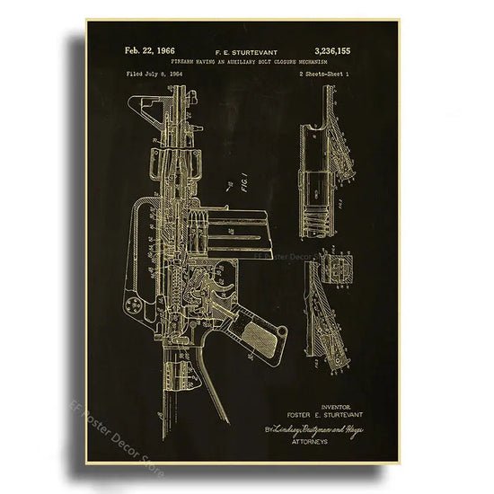 Gun Studies Posters Pistol/Rifle/Revolver Poster Home Room Club Decor Aesthetic Painting Handgun Vintage Prints Art Wall Picture June Wall Art