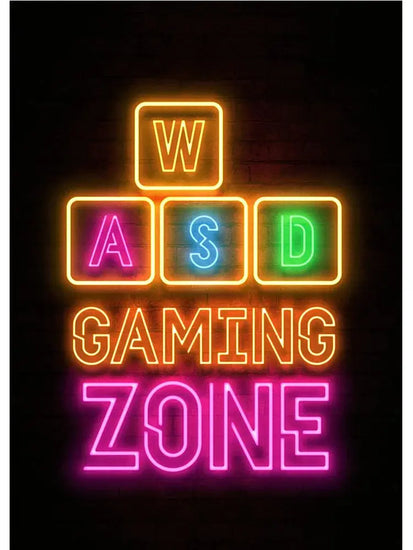 Neon Art Happy Gaming Zone Games Room Poster Print Canvas Painting Gamer Office Wall Art For Boy Bedroom Home Decor No LED June Wall Art