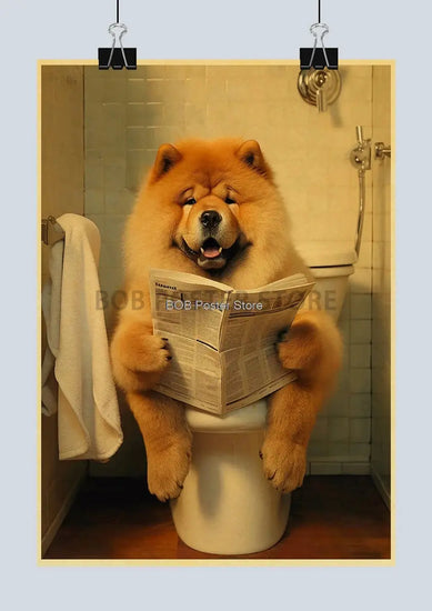 Animal Bathroom Toilet Funny Poster Kraft Paper Cat Dog Frog Art Home Decor Picture DIY Toilet Room Painting Wall Sticker Gift June Wall Art
