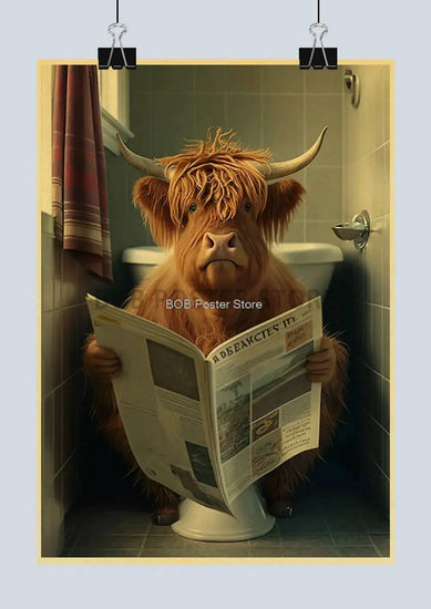 Animal Bathroom Toilet Funny Poster Kraft Paper Cat Dog Frog Art Home Decor Picture DIY Toilet Room Painting Wall Sticker Gift June Wall Art