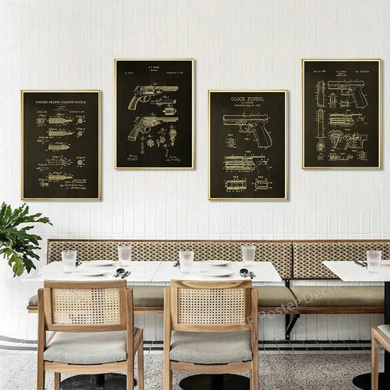 Gun Studies Posters Pistol/Rifle/Revolver Poster Home Room Club Decor Aesthetic Painting Handgun Vintage Prints Art Wall Picture June Wall Art
