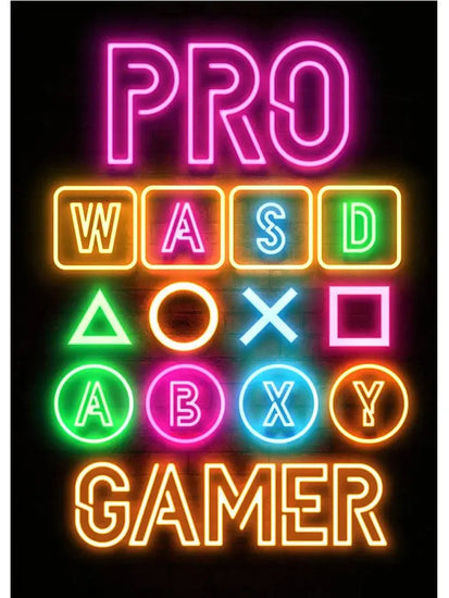 Neon Art Happy Gaming Zone Games Room Poster Print Canvas Painting Gamer Office Wall Art For Boy Bedroom Home Decor No LED June Wall Art