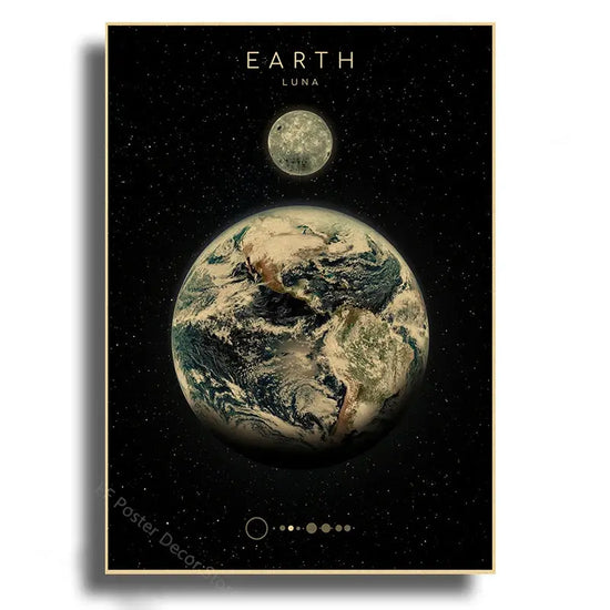 Planets Poster The Solar System Posters Mars Saturn Moon Home Room Decor Painting Gift Astronomy Vintage Prints Art Wall Picture June Wall Art