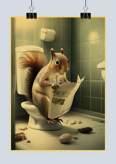 Animal Bathroom Toilet Funny Poster Kraft Paper Cat Dog Frog Art Home Decor Picture DIY Toilet Room Painting Wall Sticker Gift June Wall Art