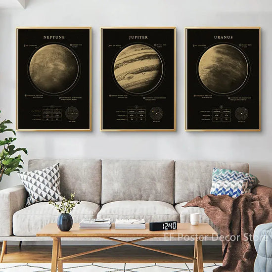 Planets Poster The Solar System Posters Mars Saturn Moon Home Room Decor Painting Gift Astronomy Vintage Prints Art Wall Picture June Wall Art