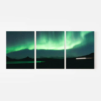 Northern Lights Canvas Print - Stunning Aurora Borealis Over Icelandic Landscape | Night Sky Wall Art Decor