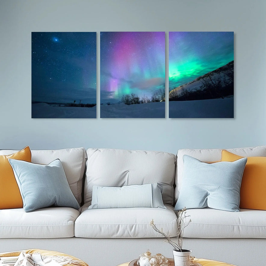 Aurora Borealis Canvas Print - Northern Lights over Tromsø, Norway | Stunning Night Sky Wall Art June Wall Art