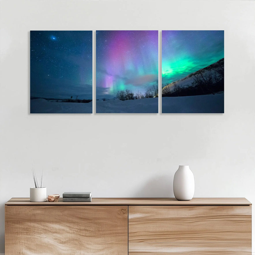 Aurora Borealis Canvas Print - Northern Lights over Tromsø, Norway | Stunning Night Sky Wall Art June Wall Art