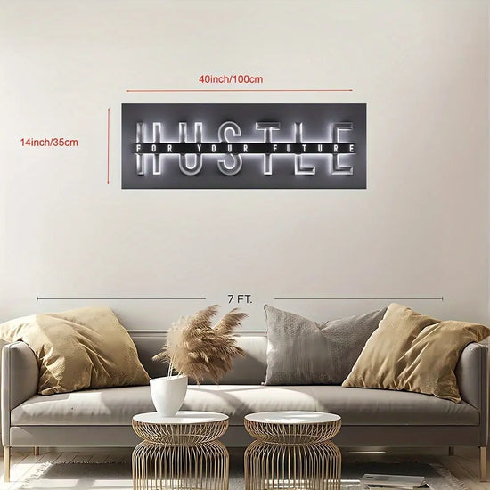1pc Unframed Hustle For Your Future Painting, Creative Canvas Poster, Canvas Wall Art, Artwork Wall Painting For Gift, Bedroom, Office, Living Room, Cafe, Bar, Wall Decor, Home And Dormitory Decor June Wall Art