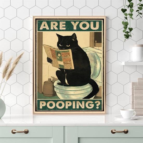 1pc Canvas Poster, Inspirational Quote Wall Art, Are You Pooping Black Cat Kitten Watching Newspaper In Toilet, Funny Animal Poster, Vintage Retro Art, For Living Room Wall Decor/ Room Decor/ Home Decor, No Frame, Halloween Decoration https://www.temu.com/search_result.html?search_key=601099516946631