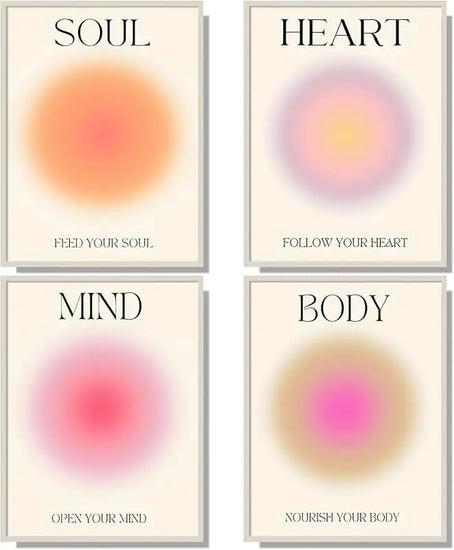 NCYEL 4 colorful abstract halo posters angel number positive energy inspirational language inspirational wall art bedroom girls room pink decoration living room bedroom apartment hotel dormitory 8x10 https://www.amazon.com/dp/B0BVLZQP2S