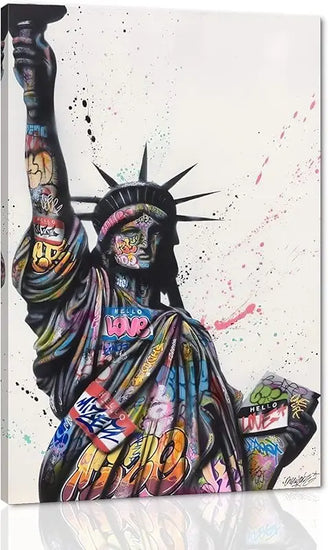 Yatsen Bridge Classic Street Art Banksy Graffiti Wall Art Behind The Curtain Posters Canvas Paintings Colorful Graffiti Pictures Prints Framed for Living Room Home Decor(36''W x 24''H) https://www.amazon.com/dp/B07ZVHB9FP