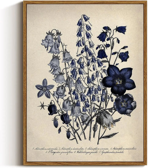 VIYYIEA Vintage Framed Botanical Wall Art Decor, Living Room Bedroom Blue Campanula Pictures Retro Wall Decor, Framed Canvas Prints Artwork, Farmhouse Flower Paintings,12x16 Inch https://www.amazon.com/dp/B0D1K1C7YB