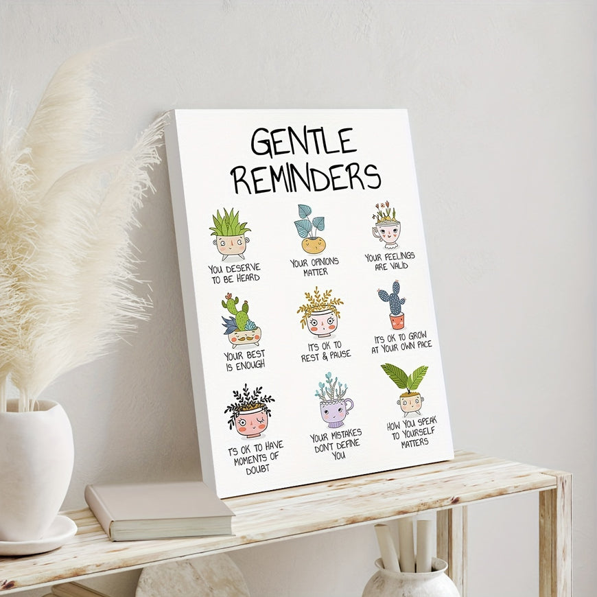 Uplifting Inspirational Canvas Wall Art - Gentle Reminders for Mental Wellbeing, Therapy, and Personal Growth - Framed Decor for Classroom, Bedroom, Nursery, and Home Office