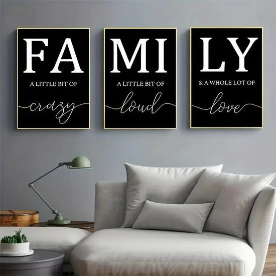 Luxury Minimalist 3pcs/set Frameless Canvas Wall Art - Decorative Paintings for Living Room - Family Writing No Frame June Wall Art