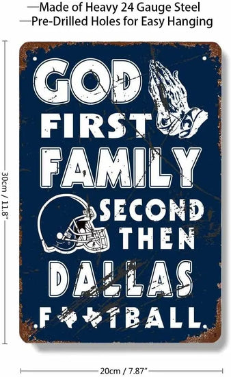 Vintage Sports Poster Metal Football Tin Sign 8x12in(20x30cm)-American Football God First Family Second Then Football-Retro Poster for Football Fans Gift,bar, Cafe, Restaurant Wall Decor art-DC03 https://www.amazon.com/dp/B09QY9BTTF