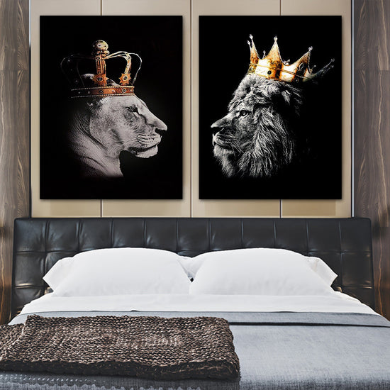 2pcs Lion Couple Wall Decals, Black Lion & Lioness With Crowns Canvas Painting Posters Wall Art Decor, For Home Bedroom Living Room Decor https://www.temu.com/search_result.html?search_key=601099514157738