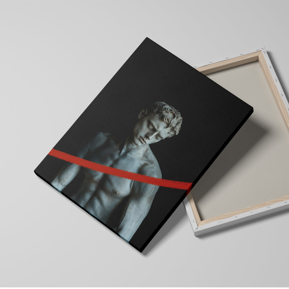 Atlas - Modern Minimalist Roman Statue Wall Art with Color Accent - Canvas Print