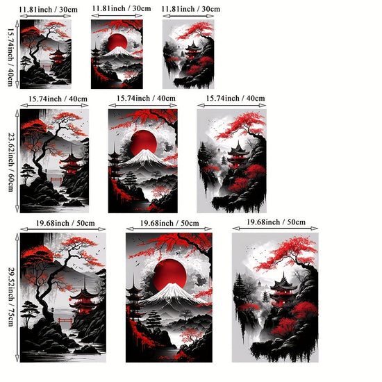 3pcs Frameless Japanese Natural Landscape Canvas Painting Black and Red Posters Vintage Ink Art Wall Art Prints for Living Room Bedroom Home Decor No Frame https://www.temu.com/search_result.html?search_key=601099517626340