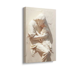 Jesus Embrace Canvas Print - Comforting Christian Wall Art for Faith and Spiritual Home Decor