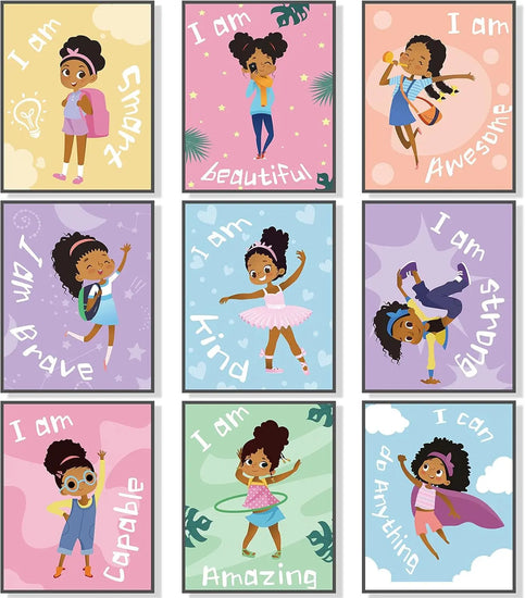 Outus 9 Pieces Black Girl Wall Decor for Girls Room Inspirational Quote African American Wall Art Motivational Saying Wall Decor for International Women's Day Girl Kids Bedroom Gift https://www.amazon.com/dp/B092MGT7DD