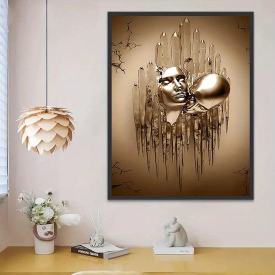 Love Couples Kissing Hug Abstract Canvas Painting - 1pc Wall Art for Bathroom Bedroom Office Living Room Home Decor - No Frame June Wall Art