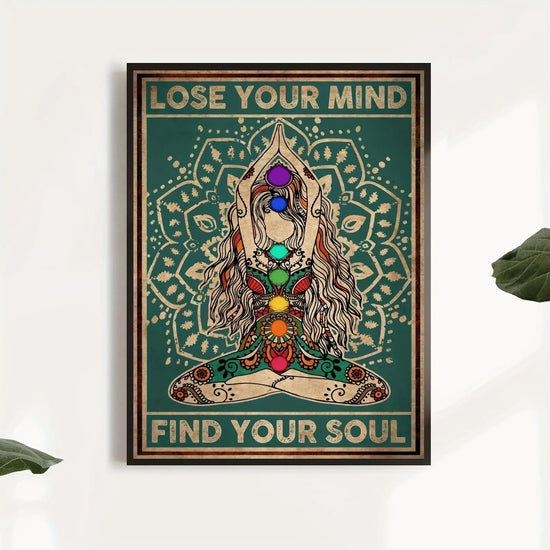 1pc Vintage Gyspy Girl Yoga Pose Wall Art for Home Decor - Lose Your Mind, Find Your Soul - Retro Canvas Poster with No Frame June Wall Art