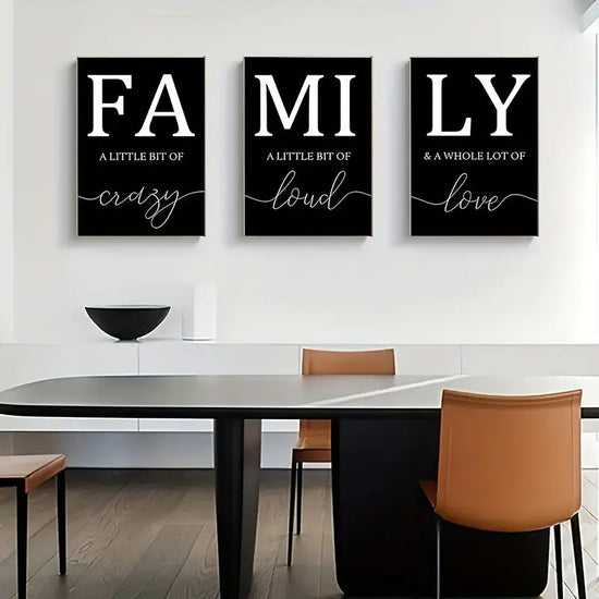 Luxury Minimalist 3pcs/set Frameless Canvas Wall Art - Decorative Paintings for Living Room - Family Writing No Frame June Wall Art