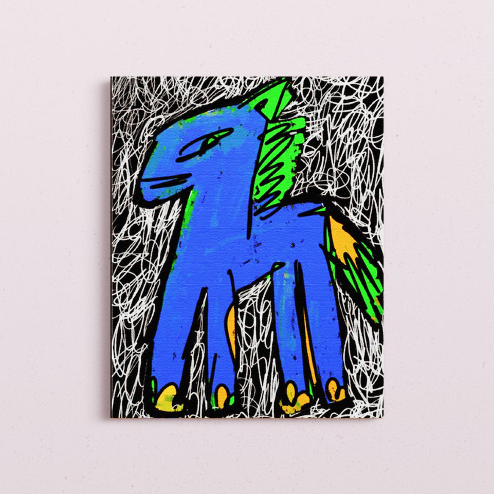 Blue Horse - Handcrafted Textured Art Print | Modern Animal Artwork in Vibrant color