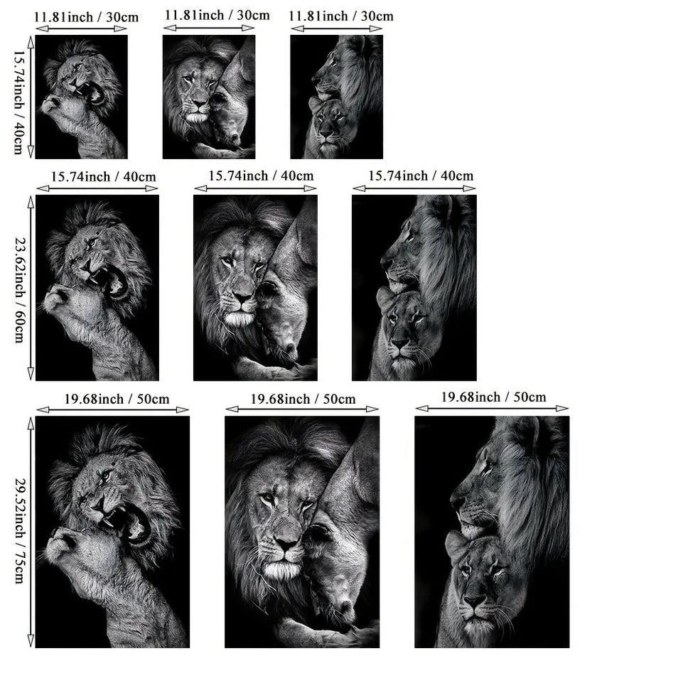 [3pcs Modern Art Canvas Poster] 3pcs Unframed Canvas Poster, Modern Art, Animal Family Poster, Lion Family Poster, Ideal Gift For Bedroom Living Room Corridor, Wall Art, Wall Decor, Winter Decor, Room Decoration June Wall Art