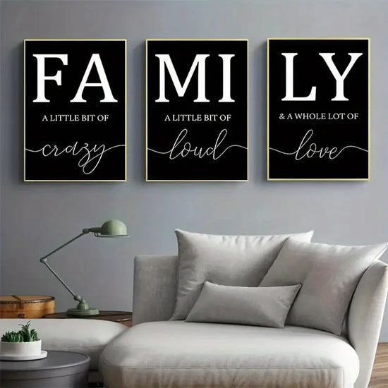 Luxury Minimalist 3pcs/set Frameless Canvas Wall Art - Decorative Paintings for Living Room - Family Writing No Frame June Wall Art