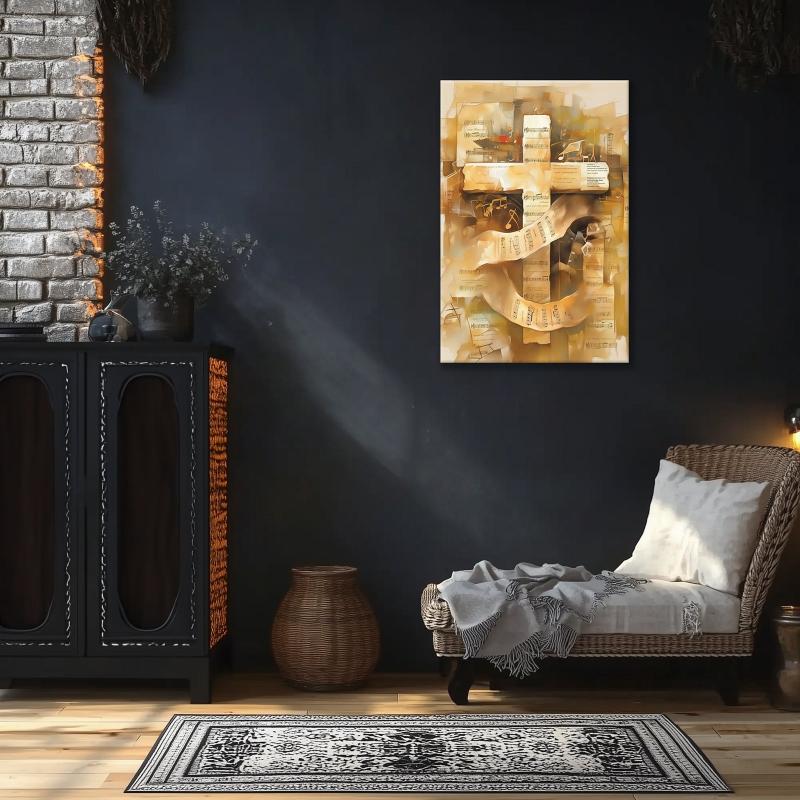 Musical Cross Canvas Print - Inspirational Christian Wall Art for Music Lovers and Faith-Based Home Decor