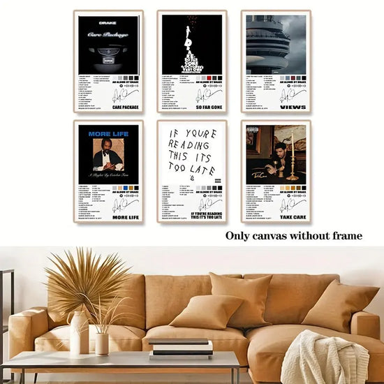 6pcs/set, Aesthetic Poster Wall Decoration Painting, Album Cover Wall Collage Set, Music Theme Aesthetic Poster, Album Cover Inspired Wall Collage Kit - Room Aesthetic Poster, Room Personalized Decorative Wall Stickers, Music June Wall Art