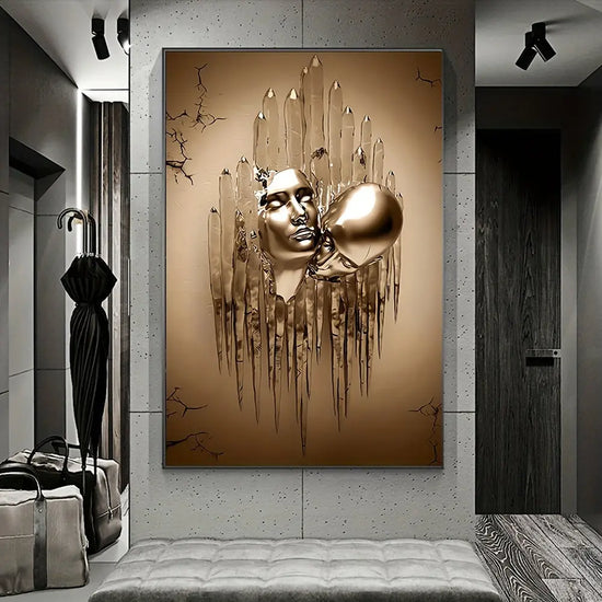 Love Couples Kissing Hug Abstract Canvas Painting - 1pc Wall Art for Bathroom Bedroom Office Living Room Home Decor - No Frame June Wall Art