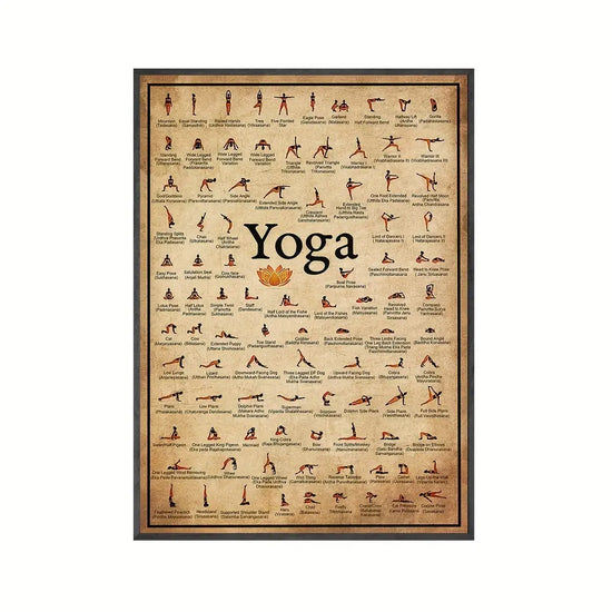 Yoga Chart Pose Health Poster - 1pc Home Exercise Gym Ashtanga Wall Art Canvas Painting - Living Room Home Wall Decor June Wall Art