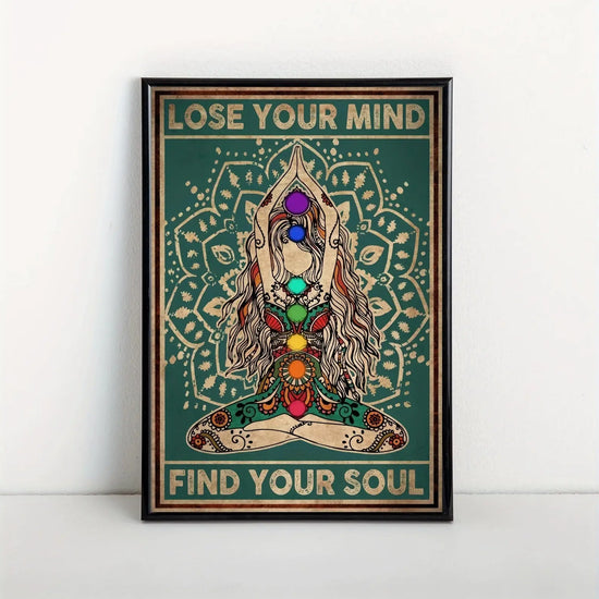 1pc Vintage Gyspy Girl Yoga Pose Wall Art for Home Decor - Lose Your Mind, Find Your Soul - Retro Canvas Poster with No Frame June Wall Art